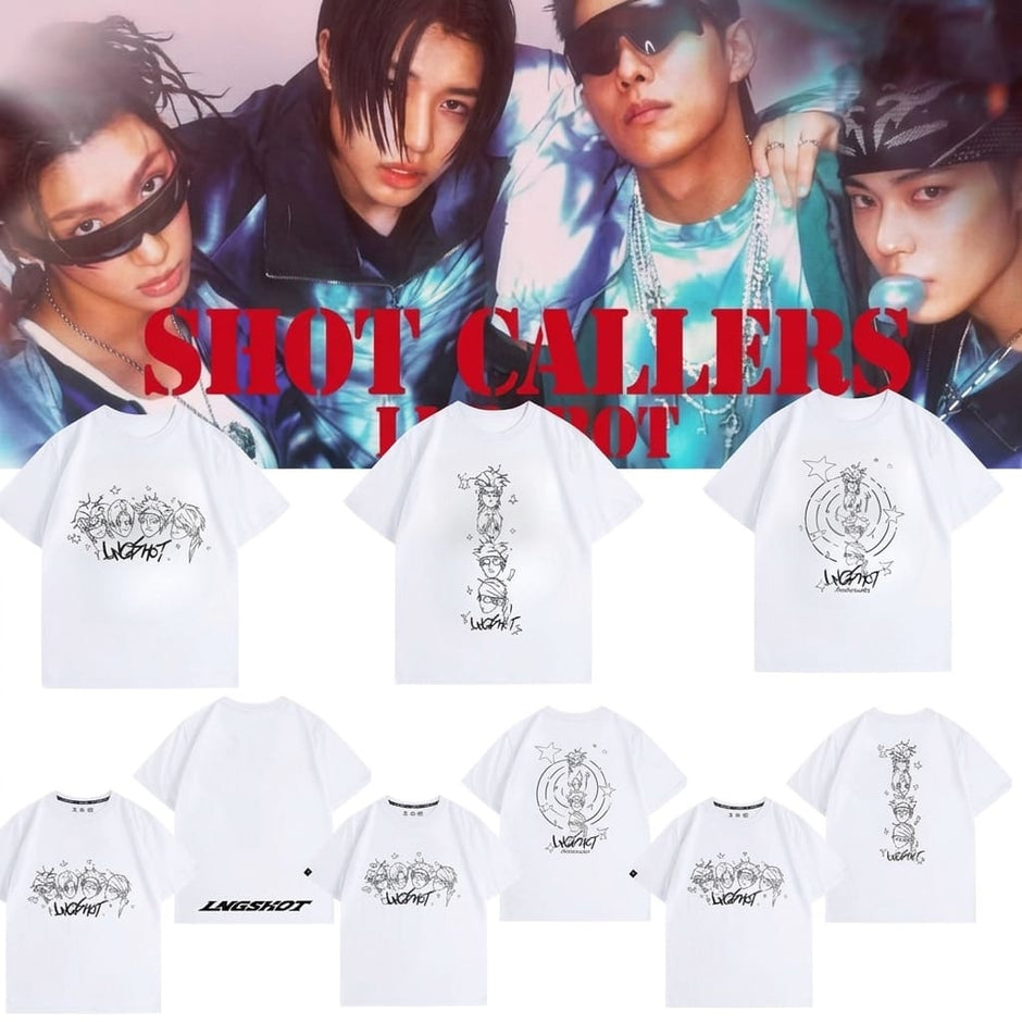 lngshot t shirts 100 % cotton white and black