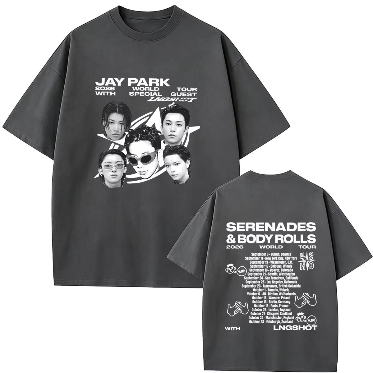 JAY PARK LNGSHOT SERENADES & BODY ROLLS T-SHIRTS 100% COTTON