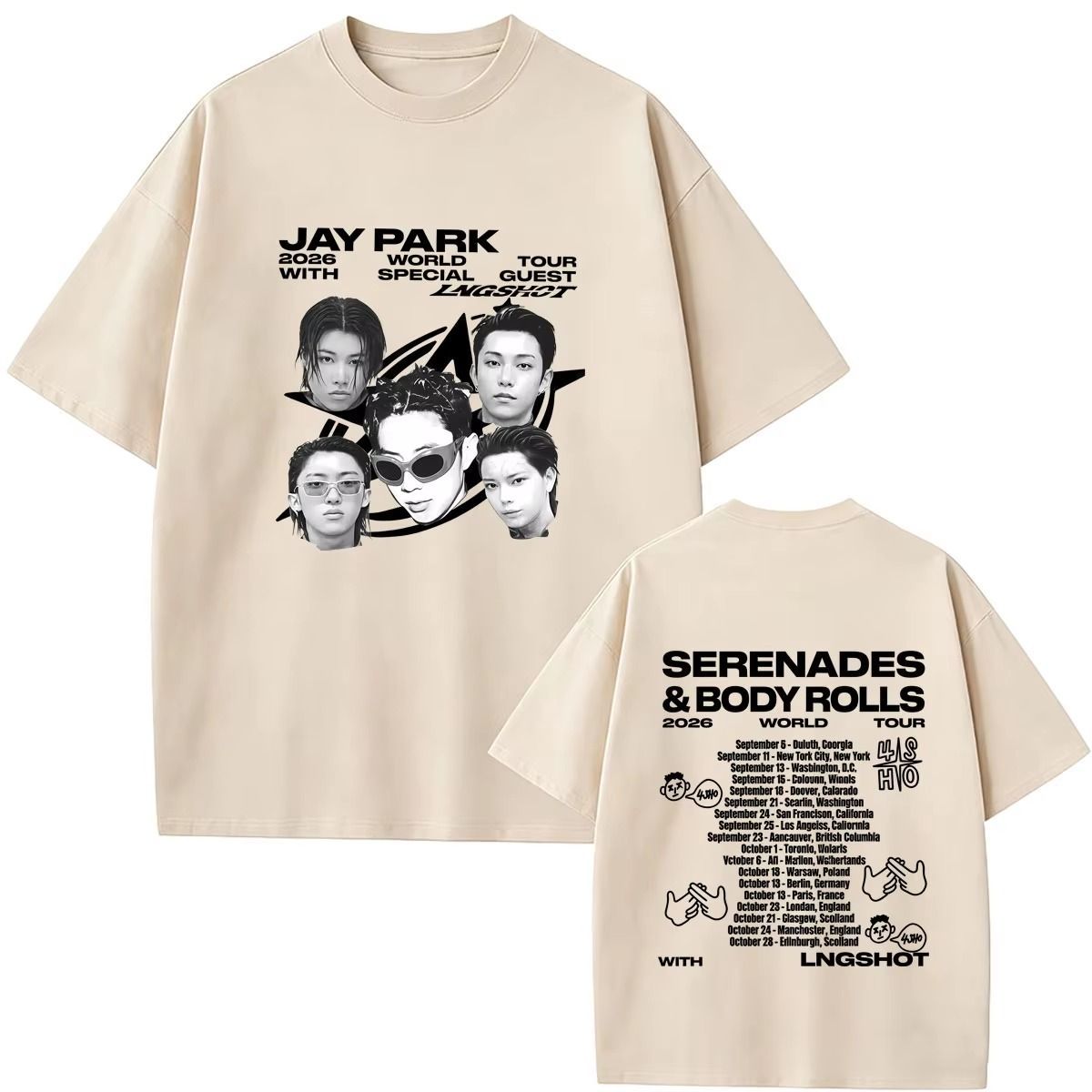 JAY PARK LNGSHOT SERENADES & BODY ROLLS T-SHIRTS 100% COTTON